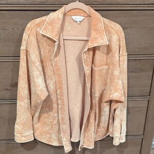 Simply Southern Orange Cream Ice Dye Teddy Shirt Jacket